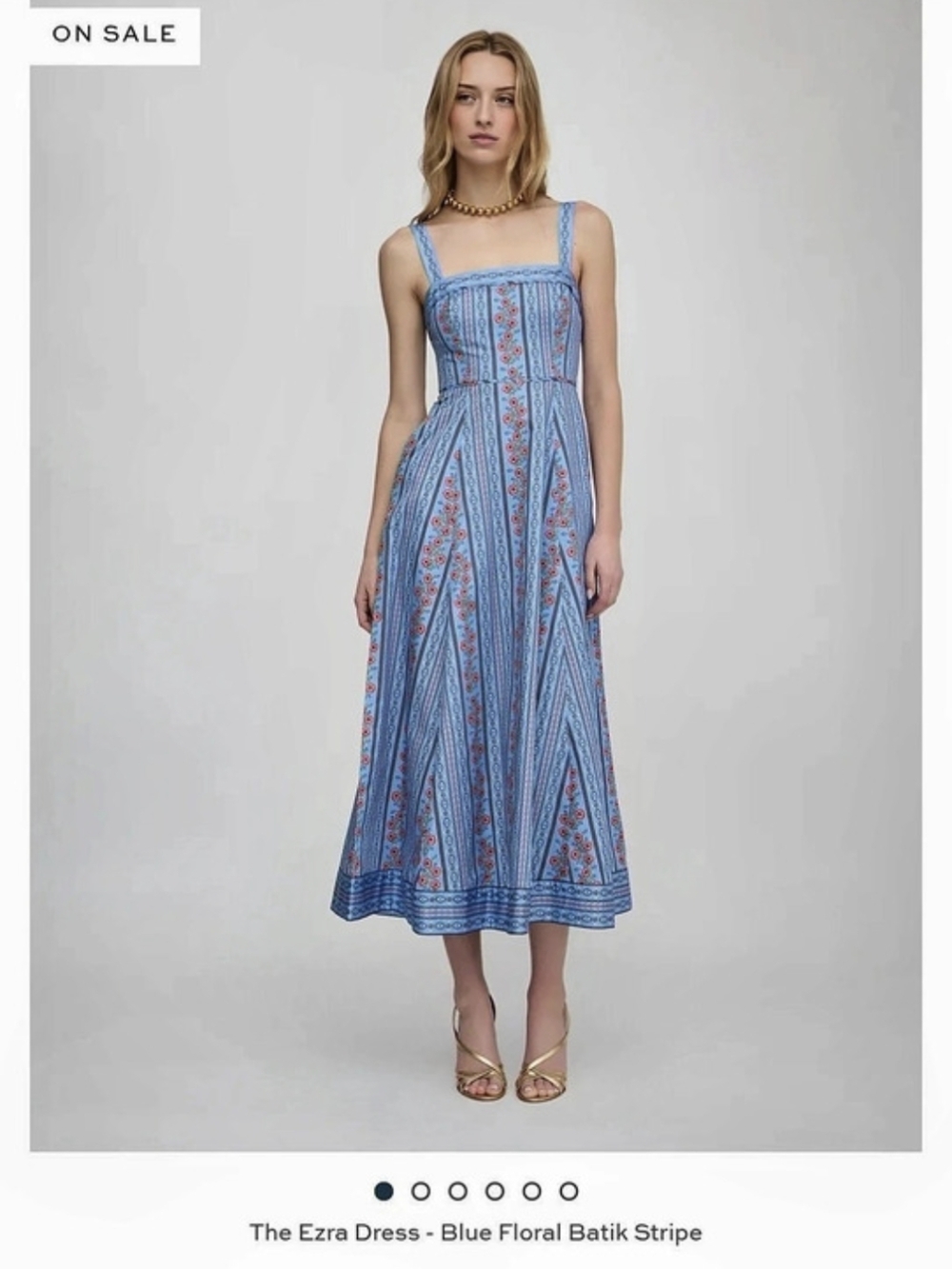 Hill House Home The Ezra Dress - Blue Floral Batik Stripe